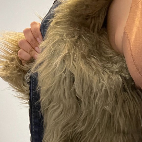 Reversible Y2K Faux Fur Denim Jacket -M- - Picture 12 of 16